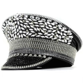 Gorra de capitán de lujo con diamantes de imitación brillantes y cadenas de cristal para escenario - Ajustable (56-60cm) / Negro con Diamantes