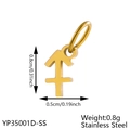 Macro view of Sagittarius zodiac charm in gold-plated stainless steel with dimensions - Gold Sagittarius (Polished)
