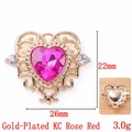 Baroque style KC gold plated heart pendant with rose red crystal and zircon 26x22mm - Rose Red (KC Gold Plated) / Large (26mm x 22mm)