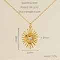 18k gold plated stainless steel heart necklace with central zircon stone on 45cm chain - 18K Gold / White