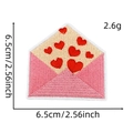 Pink heart envelope embroidered patch 6.5cm decorative iron-on badge for crafts - Style 32 (Heart Envelope 2)