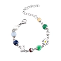 Daisy and dice pendant stainless steel beaded bracelet with colorful pearls - Multicolor Daisy Dice Style (XYB0066)