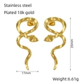 Golden snake hoop earrings in 18k gold plated stainless steel with size and weight info - Large Coiled Snake Style (ZE1335G)