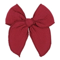 Detailed macro view of 5.4-inch red jacquard cotton bow hair clip with textured fabric - Dark Red (67)