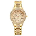 Orologio da donna lussuoso in oro con pavé di strass e numeri romani classici - Oro