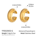 Dimensioni tecniche degli orecchini a cerchio larghi in acciaio placcati oro 18K - Ear Cuff Minimalista a Forma di C Dorato (YYE023653-G)
