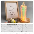 Rainbow star LED candle lamp with wooden base for romantic decoration, size 6.5x18cm - 6.5*18cm Iridescent Gypsophila with Base