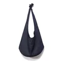 Detail of dark blue canvas crossbody bag showing a unique knotted strap design - Denim Dark Blue
