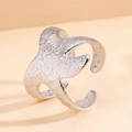 Bohemian style textured starfish open ring in silver finish for a resort ocean look - J03511 / Silver