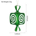 Green and white spiral candy Christmas ornament with gold string, 8.07 inch height - 20cm Green White Square Spiral