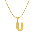 Golden titanium steel snake chain necklace featuring a textured letter U pendant - Letter U (S-P004-U)
