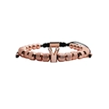 Bracciale con perline a corona in oro rosa con perline testurizzate e cordino nero - Bracciale intrecciato oro rosa