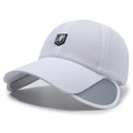 Weiße Mesh-Baseballkappe mit grauen, ausziehbaren Sonnenschutzflügeln und Logo - Verstellbar / Weiß