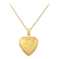 Golden heart locket necklace with dual hearts and floral engraving on cross chain - Gold Small Double Hearts (22*19mm)
