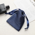 Navy blue satin drawstring pouch for gift storage with smooth silk-like texture - Navy Blue