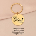 Detail view of gold stainless steel keychain with BEST Mimi EVER engraving and dimensions - Mimi / Gold