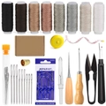 Comprehensive sewing repair kit with 8 colors of thread and multiple needles on white background - 203 Sewing Thread Set 31