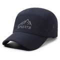 Gorra deportiva de 5 paneles azul marino de secado rápido con bordado de montaña gris - Ajustable / Azul marino