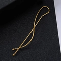 Minimalist gold alloy hair clip with elegant wave design and small metal beads - Long Twist Clip