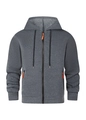 Detail der dunkelgrauen Fleecejacke mit orangefarbenem Reißverschluss und Textur - S / Dunkelgrau Full Zip Hoodie