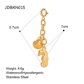 Chiusura per bikini in acciaio dorato con pendenti a forma di cavalluccio e conchiglia - Fibbia Pendente Cavalluccio Marino e Conchiglia (JDBKN015)