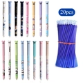 Cartoon panda erasable gel pen set with 16 pens and 20 blue ink refills for students - Multi-Style Pens And Refills Set / Black Ink