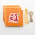 Orange gift bag set with Full of Vitality print and golden ribbons for New Year - Yuan Qi (ZD5001) / Size L (3 Pieces/Pack)