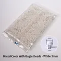 DIY mixed white 3mm glass seed beads for embroidery and jewelry making material - White Mixed 3mm with Bugle Beads