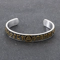 Silbernes Wikinger-Armband mit goldenen Odin-Runen und Valknut-Symbol für Herren - Stil B Zweifarbig Gold (KB189966-MZOZ)