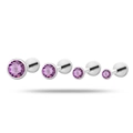 Titanium labret studs met paarse zirkoonstenen in vier maten voor oor- en lippiercings - 2.5mm Zirkoon (Per Stuk) / Paars