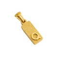 Golden rectangular letter Q pendant with sandblasted finish and polished accent - Q-Single Pendant