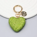 Portachiavi a cuore con strass verdi brillanti, anello dorato e ciondolo in metallo - Verde Frutta