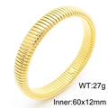 Golden titanium steel spiral bracelet with ribbed texture, size 60x12mm and 27g weight - Gold (KB183425-HM)