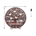 Detailed view of 30cm wooden family tree ornament with heart charms and Grandkids text - Grandkids (MZ809B) / Black Pen And Wood Stand