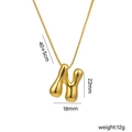 18k gold plated bubble letter N pendant necklace with polished finish and dimensions - N Gold