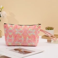 Rosa Glitzer-Kosmetiktasche mit Reißverschluss und Handschlaufe für Reisen - M / Rosa