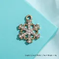 Golden snowflake pendant with clear rhinestones for jewelry making 2.1cm x 1.7cm size - Gold Pavé Snowflake