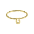 18k gold-plated beaded bracelet featuring a minimalist letter U charm pendant - Letter U