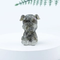 Miniature Schnauzer dog figurine made of dark gray crystal stone resin crafts - 34 Labradorite