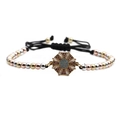 Adjustable colorful zircon beaded bracelet with gold, silver, and rose gold accents - Mixed Color Chain