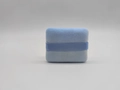 Soft square light blue flocked makeup puff with matching silk ribbon aesthetic detail - Blue Gold