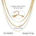Ensemble de colliers multicouches en acier inoxydable doré avec mailles serpent et Figaro - Ensemble de Colliers Multicouches Dorés (HC-N40814)