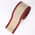 Red and black buffalo plaid edge burlap ribbon roll for Christmas decor craft - Double-sided Plaid
