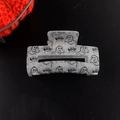 Halloween Haarklammer in Glitzergrau mit BOO-Geist-Muster und robuster Metallfeder - Grau-silberner Glitzer mit Geist & BOO!