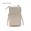 Detailed view of light gray textured crossbody phone bag with zipper and front flap pocket - Light Gray