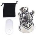 Viking horn helmet bell pendant set in antique silver with black velvet storage pouch - Steel Vintage Viking Bell Combo (With Pouch & Tag)