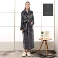 Peignoir épais en flanelle grise pour femme avec ceinture et grandes poches - M / Pour Femmes / Gris