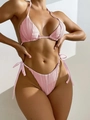Bikini rosa con coulisse e texture arricciata con lacci laterali regolabili - S / Top E Pantaloni / Rosa