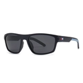 Lunettes de soleil rectangulaires en TR noir avec verres gris foncé et détail tricolore - Monture Noire Branche Bleue