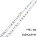 Silver finish watchband chain necklace with lobster clasp in 500x4mm size - Steel Color Necklace 50cm (KN289988-Z)